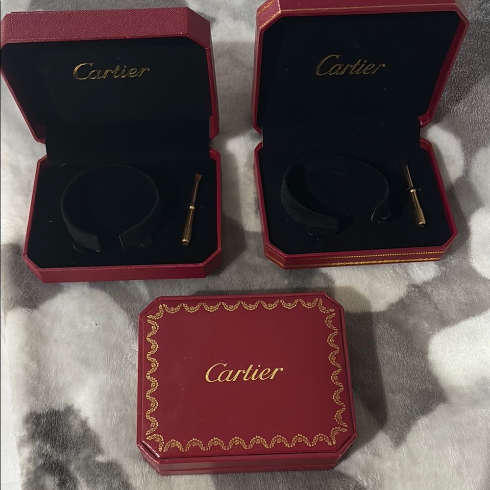 Cartier Red and Gold Jewelry Box Trio